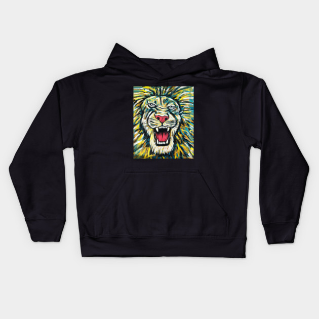 African Lion, Anima African Art Kids Hoodie by logiamerch