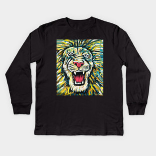 African Lion, Anima African Art Kids Long Sleeve T-Shirt