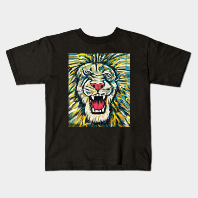 African Lion, Anima African Art Kids T-Shirt by logiamerch
