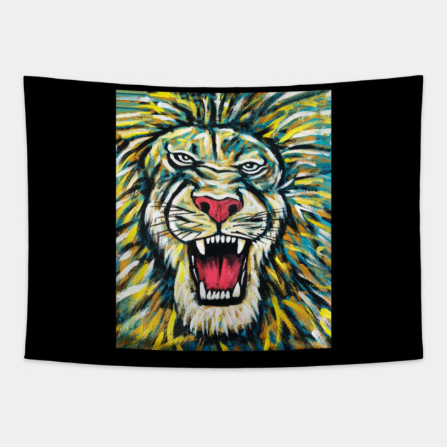 African Lion, Anima African Art Tapestry by logiamerch