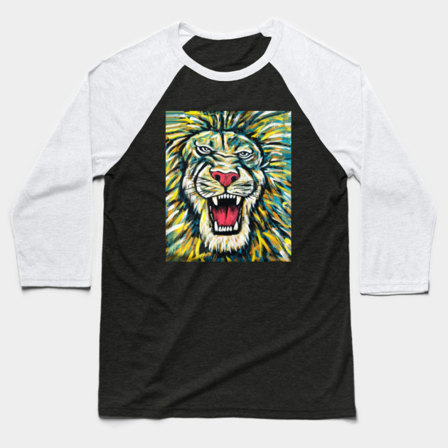 African Lion, Anima African Art Baseball T-Shirt by logiamerch