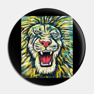 African Lion, Anima African Art Pin