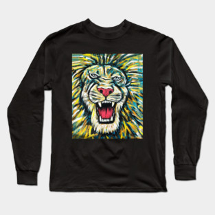 African Lion, Anima African Art Long Sleeve T-Shirt