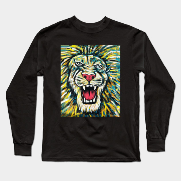 African Lion, Anima African Art Long Sleeve T-Shirt by logiamerch