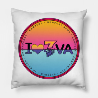 I Love 7 City VA Sunset Pillow