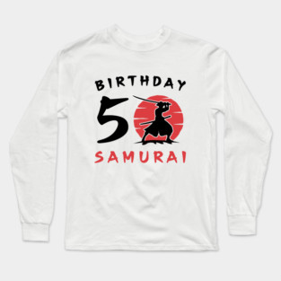 I am 5 Years Old Birthday Bday Party Gift 5th Little Ninja Samurai Japanese Warrior Long Sleeve T-Shirt