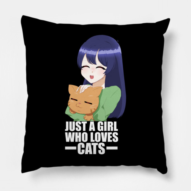 Funny Cat Lover, Girl who Loves Cats Pillow by logiamerch
