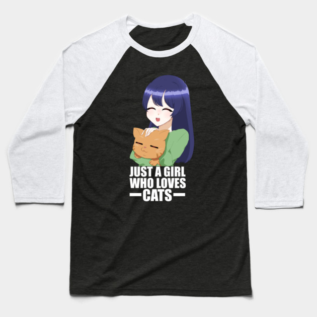 Funny Cat Lover, Girl who Loves Cats Baseball T-Shirt by logiamerch