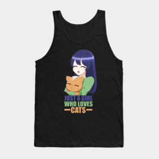 Funny Cat Lover, Girl who Loves Cats Tank Top