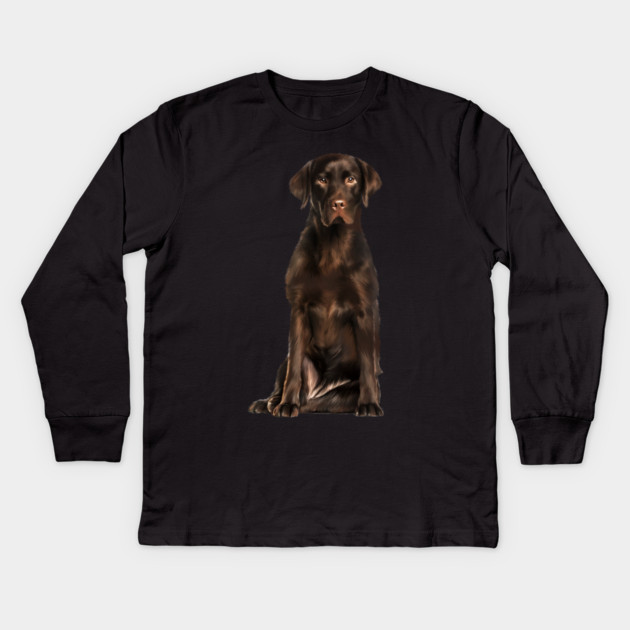 Brown labrador Retriever Dog, Lab Dog Lover Kids Long Sleeve T-Shirt by logiamerch