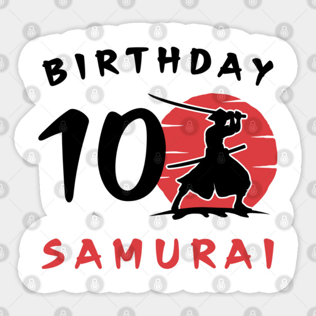I am 10 Years Old Birthday Bday Party Gift 10th Little Ninja Samurai Japanese Warrior Sticker by Tshirtiz