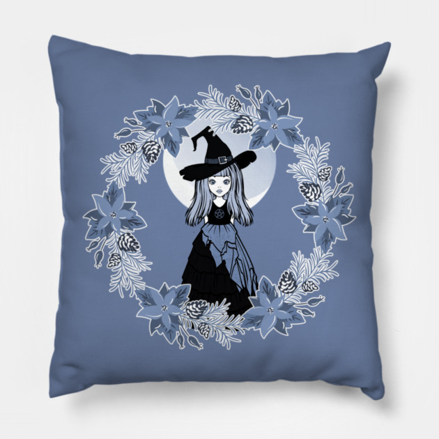 Blue Winter Solstice Yule Cheeky Witch® Pillow by Cheeky Witch