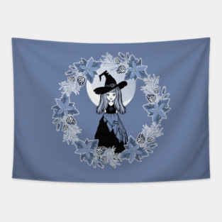 Blue Winter Solstice Yule Cheeky Witch® Tapestry