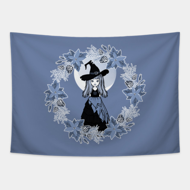 Blue Winter Solstice Yule Cheeky Witch® Tapestry by Cheeky Witch