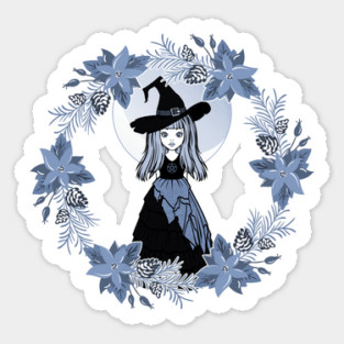 Blue Winter Solstice Yule Cheeky Witch® Sticker