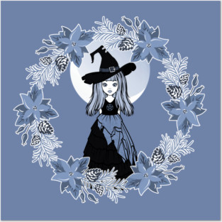Blue Winter Solstice Yule Cheeky Witch® Posters and Art
