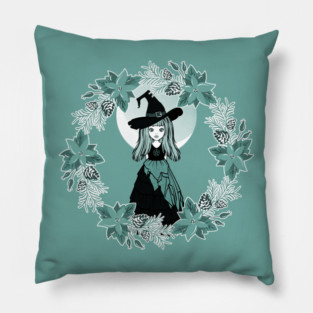 Winter Solstice Witch Yule Cheeky Witch® Pillow