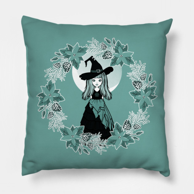 Winter Solstice Witch Yule Cheeky Witch® Pillow by Cheeky Witch