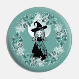 Winter Solstice Witch Yule Cheeky Witch® Pin