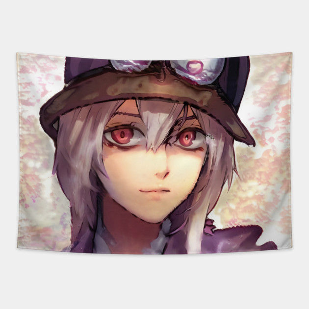 Brown Hair Anime Girl with Hat Tapestry by animegirlnft
