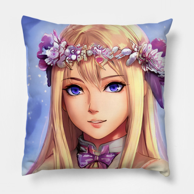 Blonde Anime Girl Pillow by animegirlnft