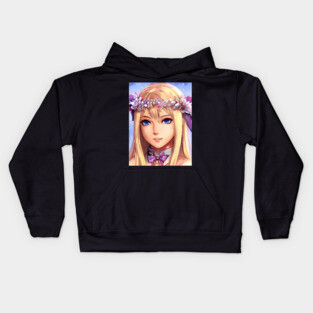 Blonde Anime Girl Kids Hoodie
