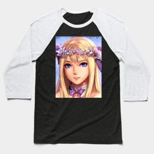 Blonde Anime Girl Baseball T-Shirt