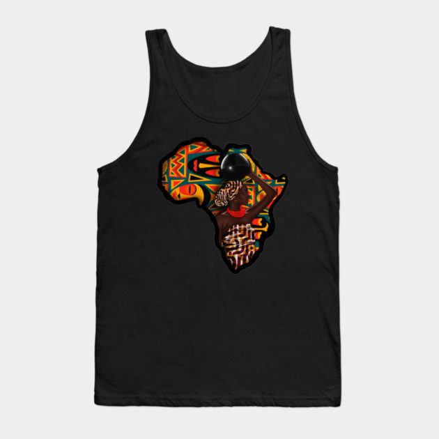 Africa Map, Beautiful Proud African Woman with Pattern Tank Top by logiamerch