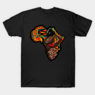 Africa Map, Beautiful Proud African Woman with Pattern T-Shirt