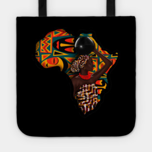 Africa Map, Beautiful Proud African Woman with Pattern Tote