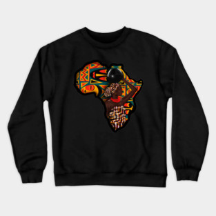 Africa Map, Beautiful Proud African Woman with Pattern Crewneck Sweatshirt