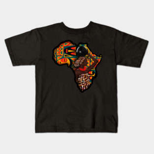 Africa Map, Beautiful Proud African Woman with Pattern Kids T-Shirt