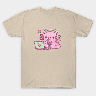 Cute Axolotl Loves Instant Noodles And Anime T-Shirt