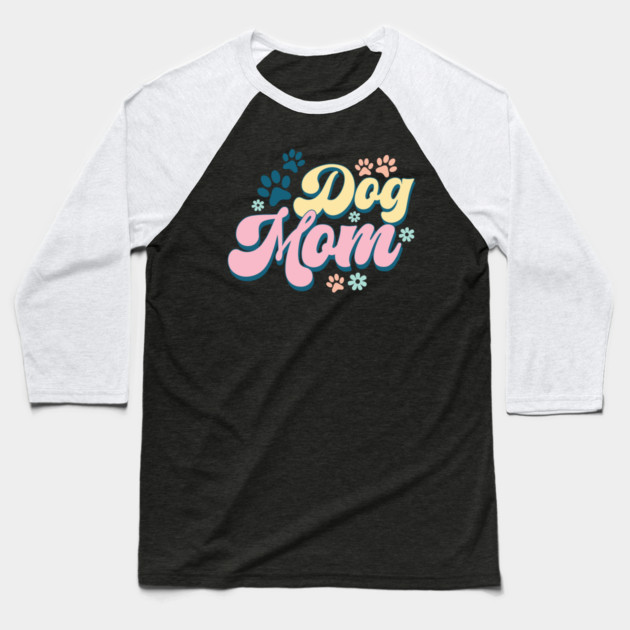 Retro Dog Mom Paw Gifts Baseball T-Shirt by The WYLD Tribe