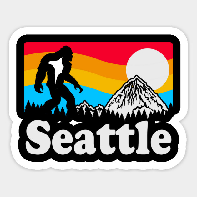 Bigfoot Sasquatch Retro Seattle Gifts Sticker by The WYLD Tribe