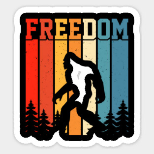 Retro Bigfoot Freedom Sasquatch Sticker