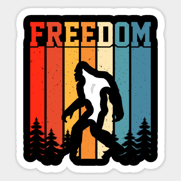 Retro Bigfoot Freedom Sasquatch Sticker by The WYLD Tribe