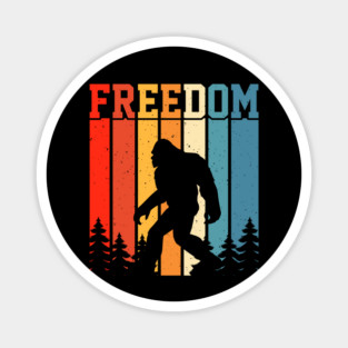 Retro Bigfoot Freedom Sasquatch Magnet