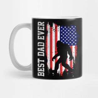 Best Dad Ever US Flag Bigfoot Sasquatch Gift Mug