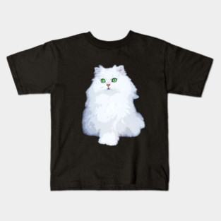 Persian Cat White Kitten with green eyes Chinchilla Kids T-Shirt