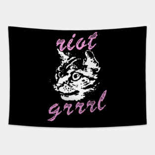 Riot Grrrl t shirt cat Tapestry