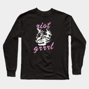 Riot Grrrl t shirt cat Long Sleeve T-Shirt