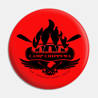 Camp Chippewa Wednesday Addams Inspired Eagle and Canoe Fan Logo in Black Pin
