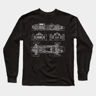 f1 car old blueprint Long Sleeve T-Shirt