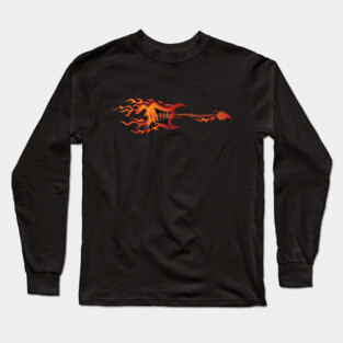 Electric Guitar Fire Illustration Long Sleeve T-Shirt