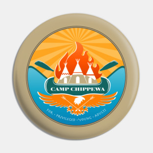 Camp Chippewa Wednesday Addams Inspired Eagle and Canoe Fan Logo Pin
