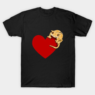 Crested Gecko, Crestie, Cute Gecko on Heart T-Shirt