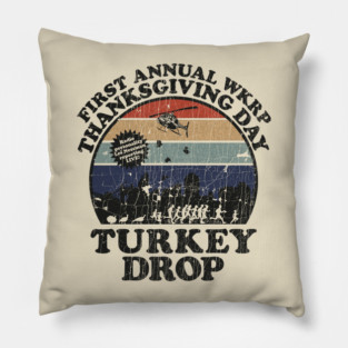 First Anual Turkey Drop Retro Pillow