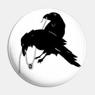 Ravens and Ribbon Pin