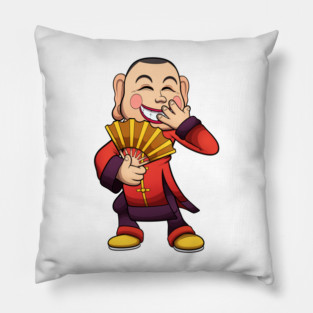 Man With Chinese Smiling Mask Pillow